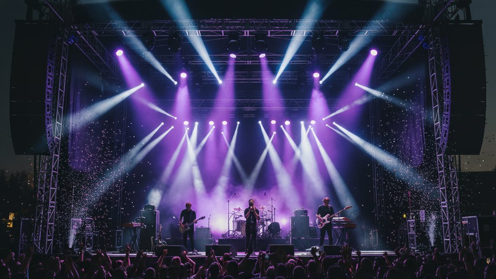 Urban Sound - Wynajem Nagłośnienia i Oświetlenia Scenicznego Profesjonalna scena z nagłośnieniem i oświetleniem na event we Wrocławiu